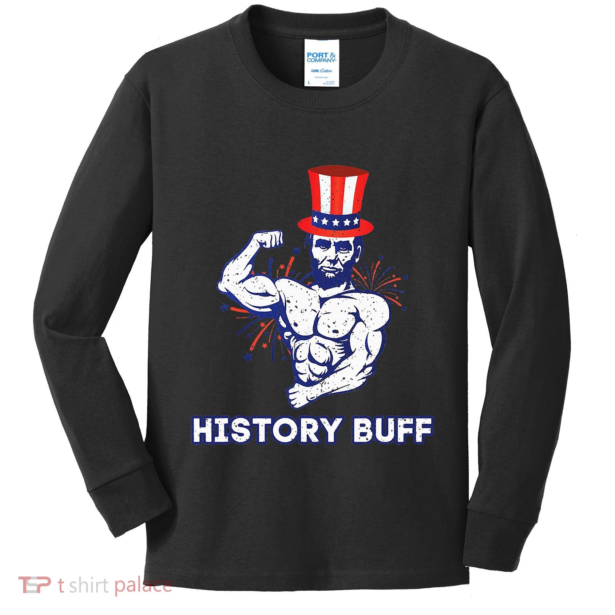 Abraham Lincoln History Buff Funny Weightlifting Workout Gym Kids Long Sleeve Shirt