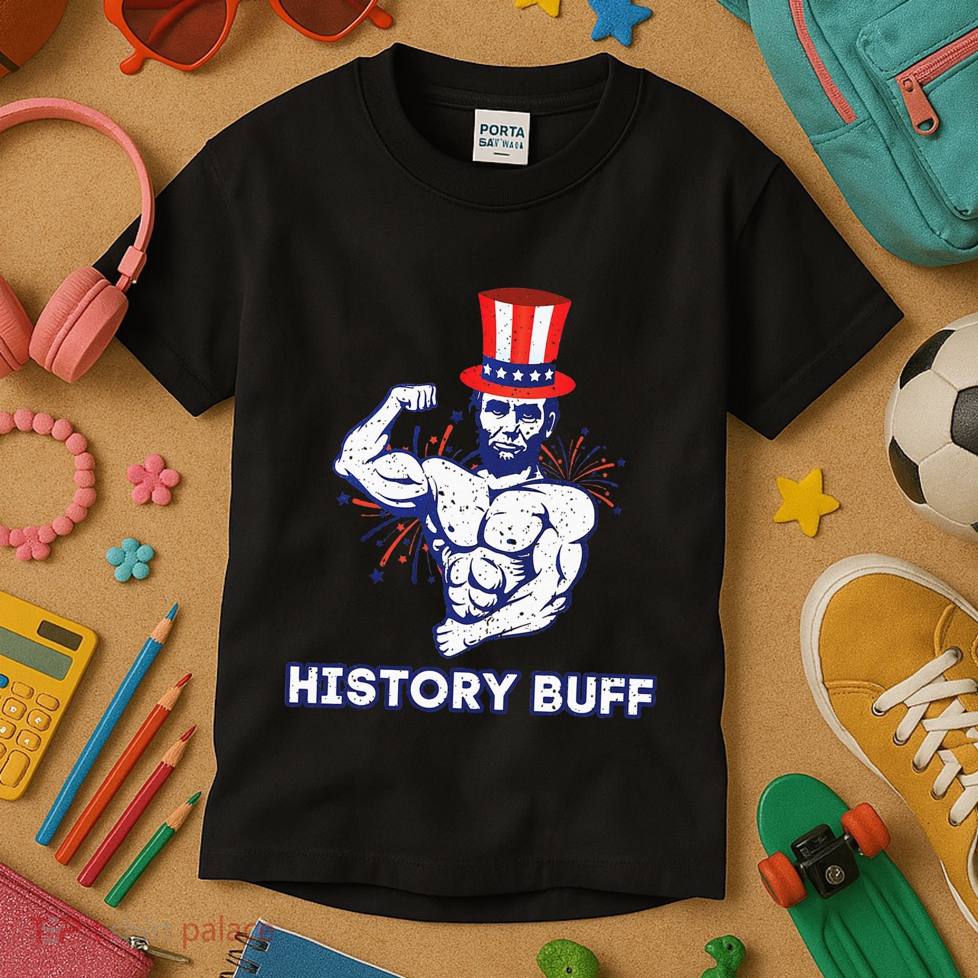 Abraham Lincoln History Buff Funny Weightlifting Workout Gym Kids T-Shirt