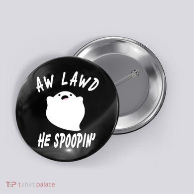 Aw Lawd He Spoopin' Concerned Ghost Design Button