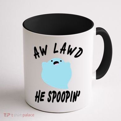 Aw Lawd He Spoopin' Concerned Ghost Design Coffee Mug back
