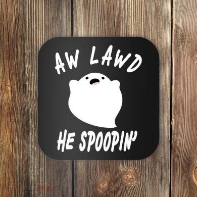 Aw Lawd He Spoopin' Concerned Ghost Design Coaster
