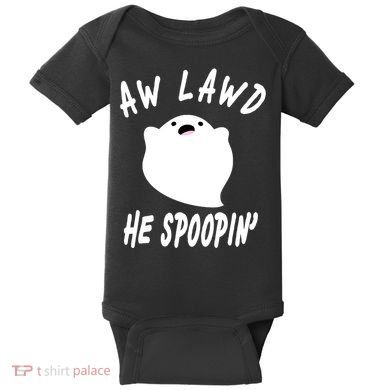 Aw Lawd He Spoopin' Concerned Ghost Design Baby Bodysuit