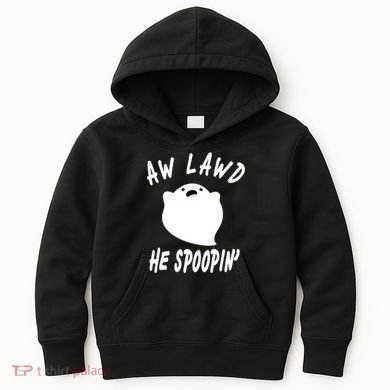 Aw Lawd He Spoopin' Concerned Ghost Design Kids Hoodie