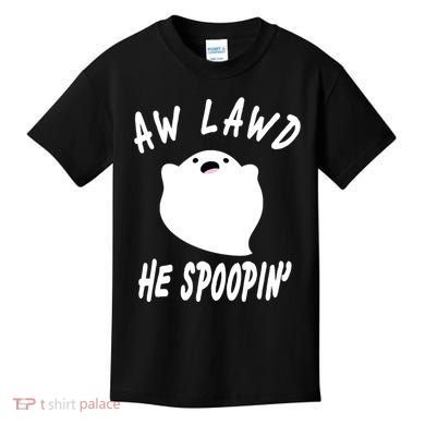 Aw Lawd He Spoopin' Concerned Ghost Design Kids T-Shirt