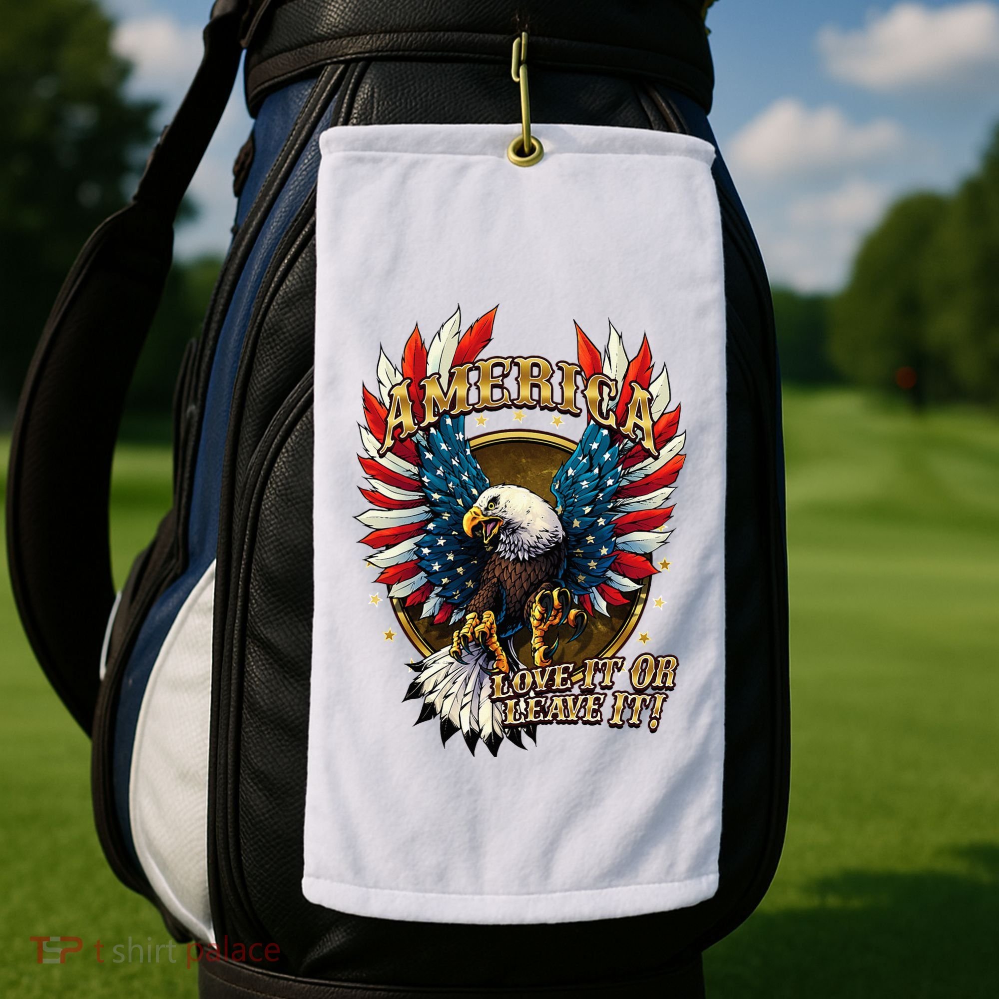 America Love It Or Leave It Patriotic Eagle Golf Towel