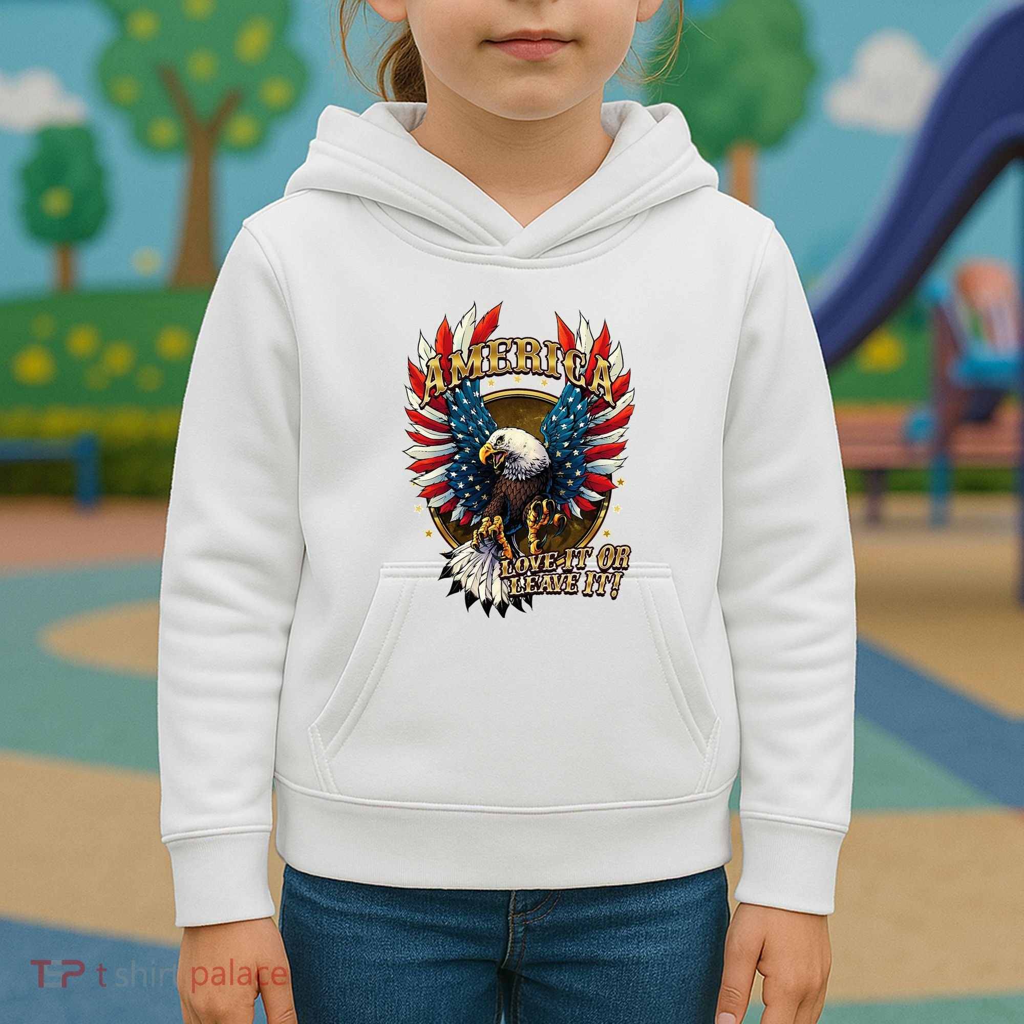 America Love It Or Leave It Patriotic Eagle Kids Hoodie
