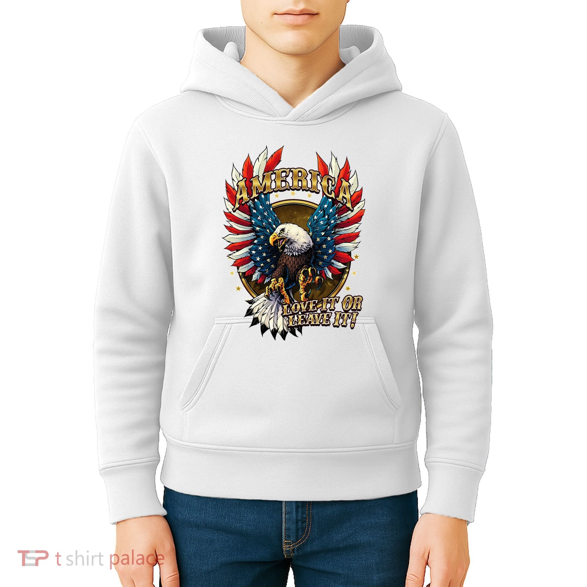 America Love It Or Leave It Patriotic Eagle Kids Hoodie