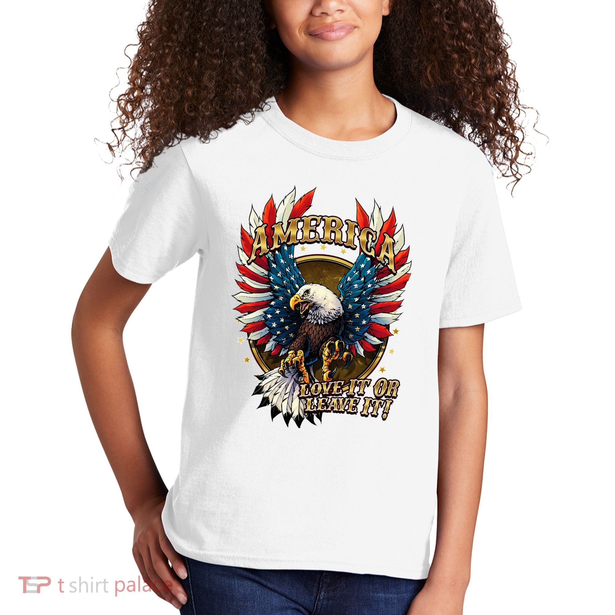 America Love It Or Leave It Patriotic Eagle Kids T-Shirt