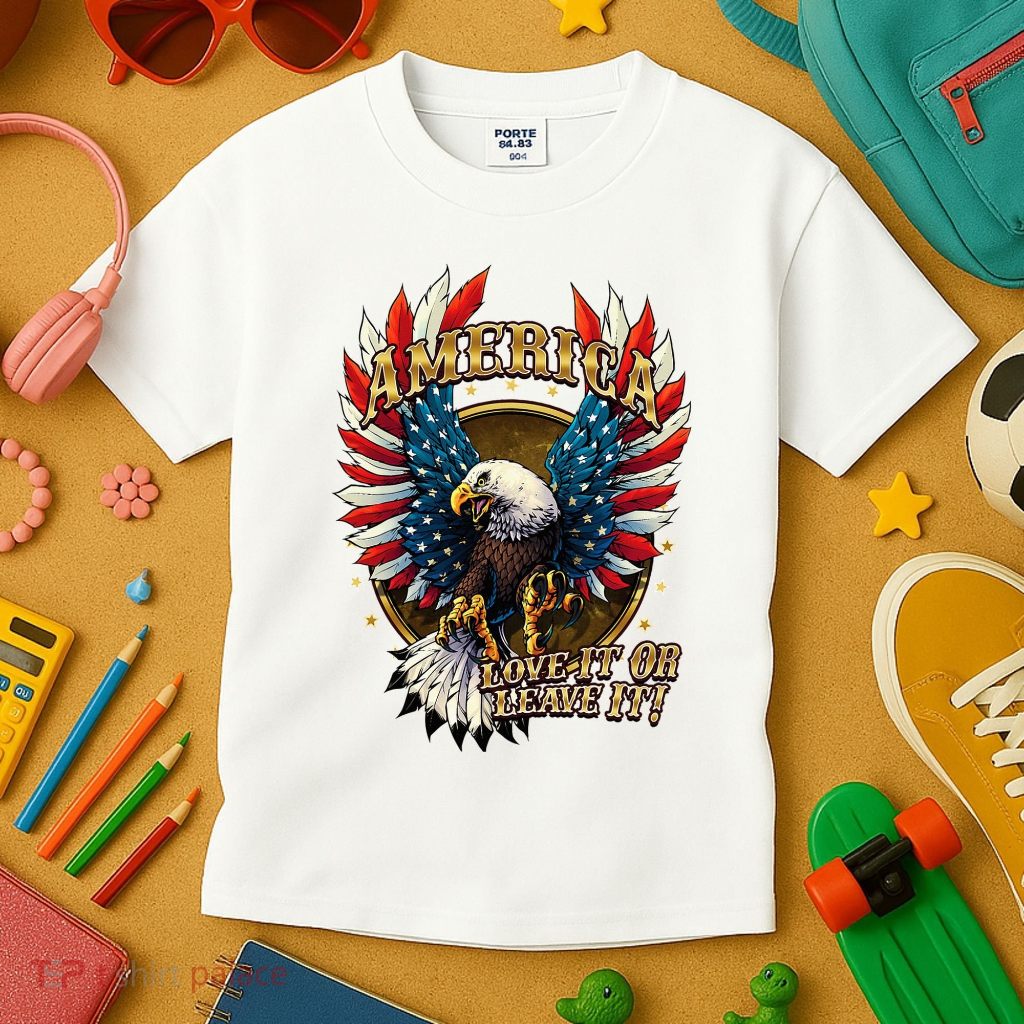 America Love It Or Leave It Patriotic Eagle Kids T-Shirt