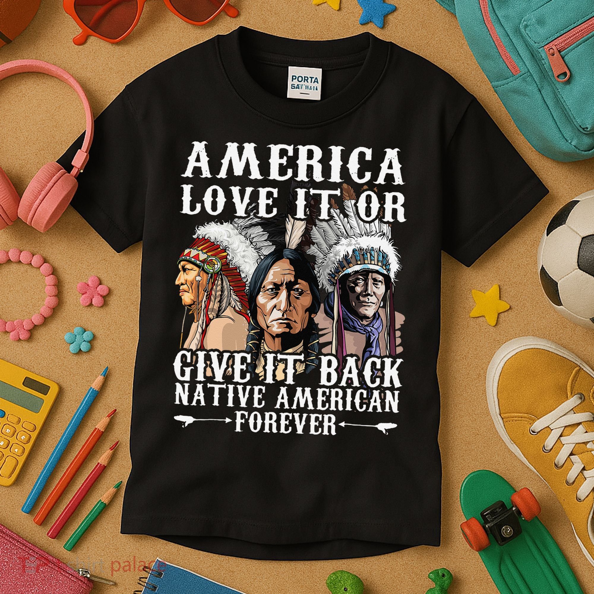 America Love It Or Give It Back Native American Forever Kids T-Shirt