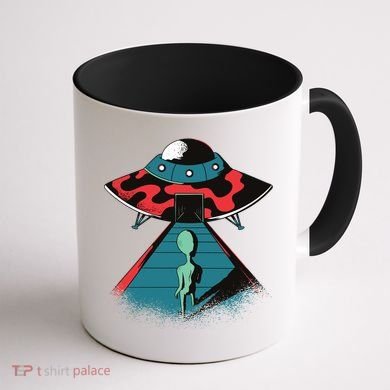 Alien Entering UFO Coffee Mug back