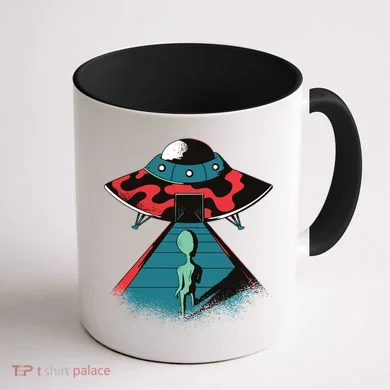 Alien Entering UFO Coffee Mug back