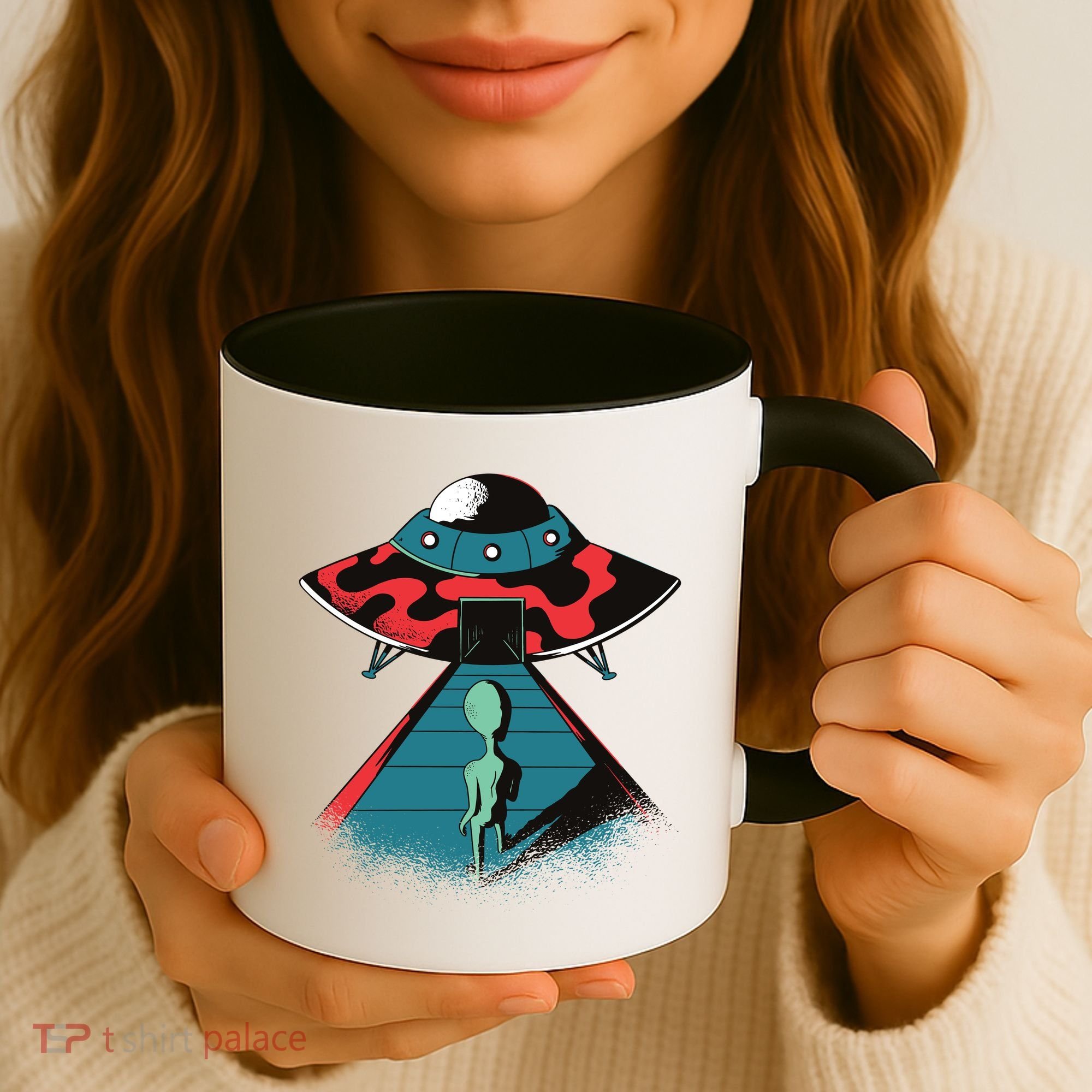 Alien Entering UFO Coffee Mug
