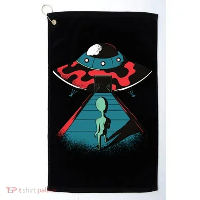 Alien Entering UFO Golf Towel