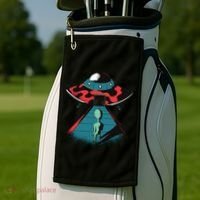 Alien Entering UFO Golf Towel thumb 2