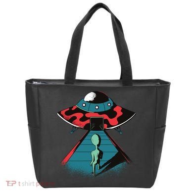 Alien Entering UFO Tote Bag