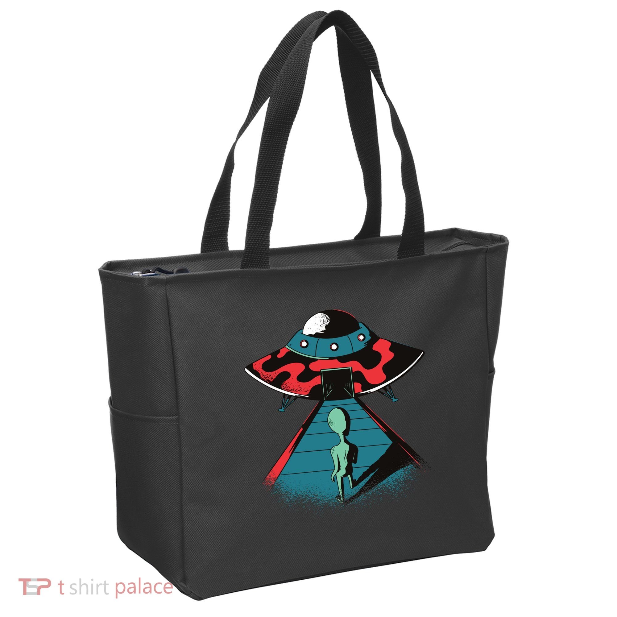 Alien Entering UFO Tote Bag