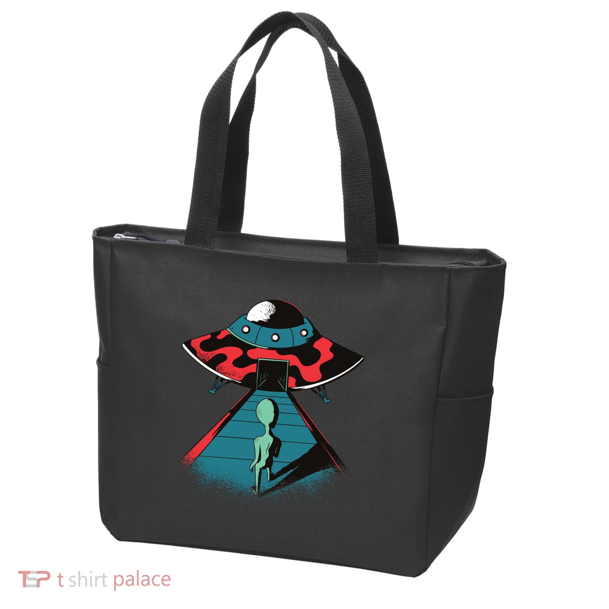Alien Entering UFO Tote Bag