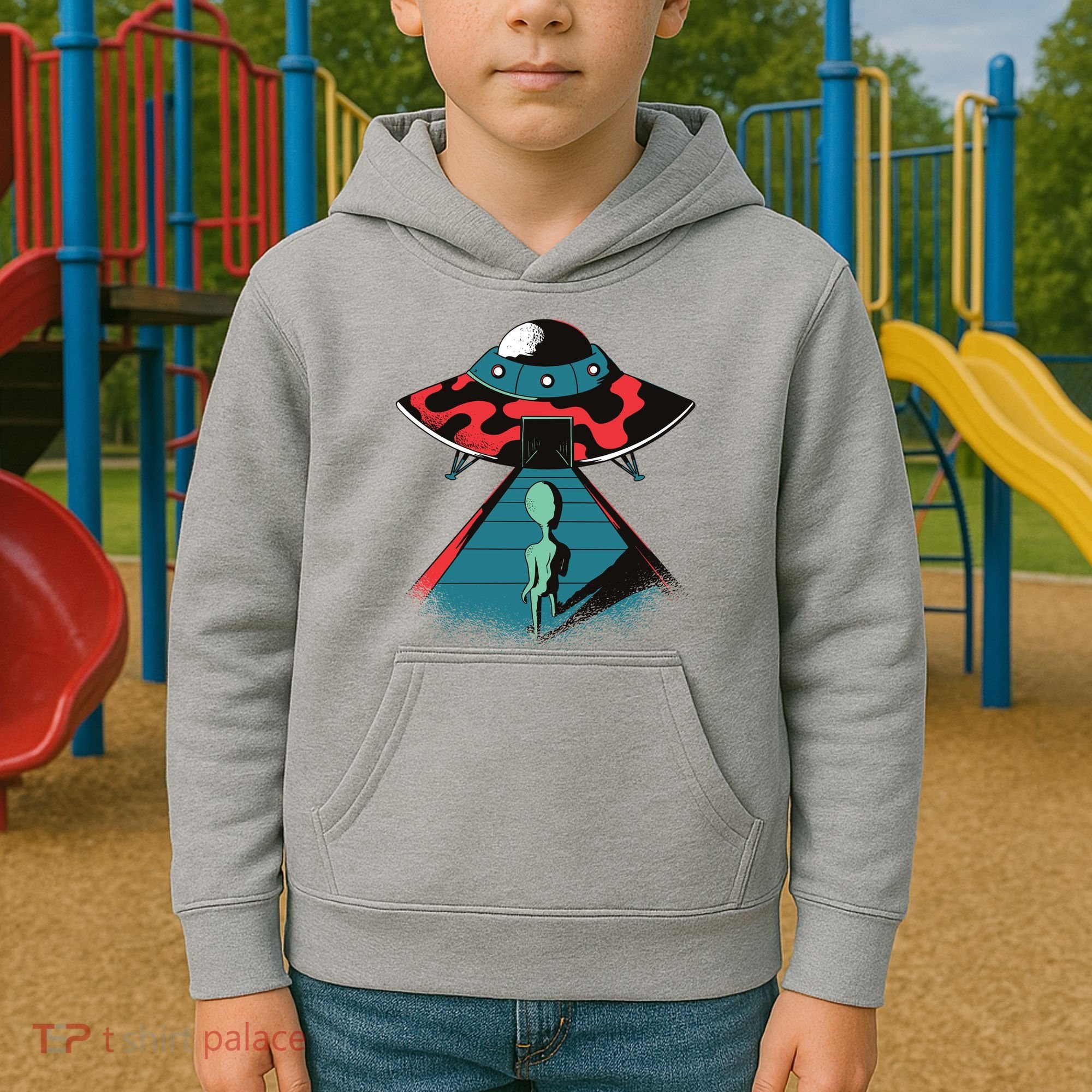 Alien Entering UFO Kids Hoodie