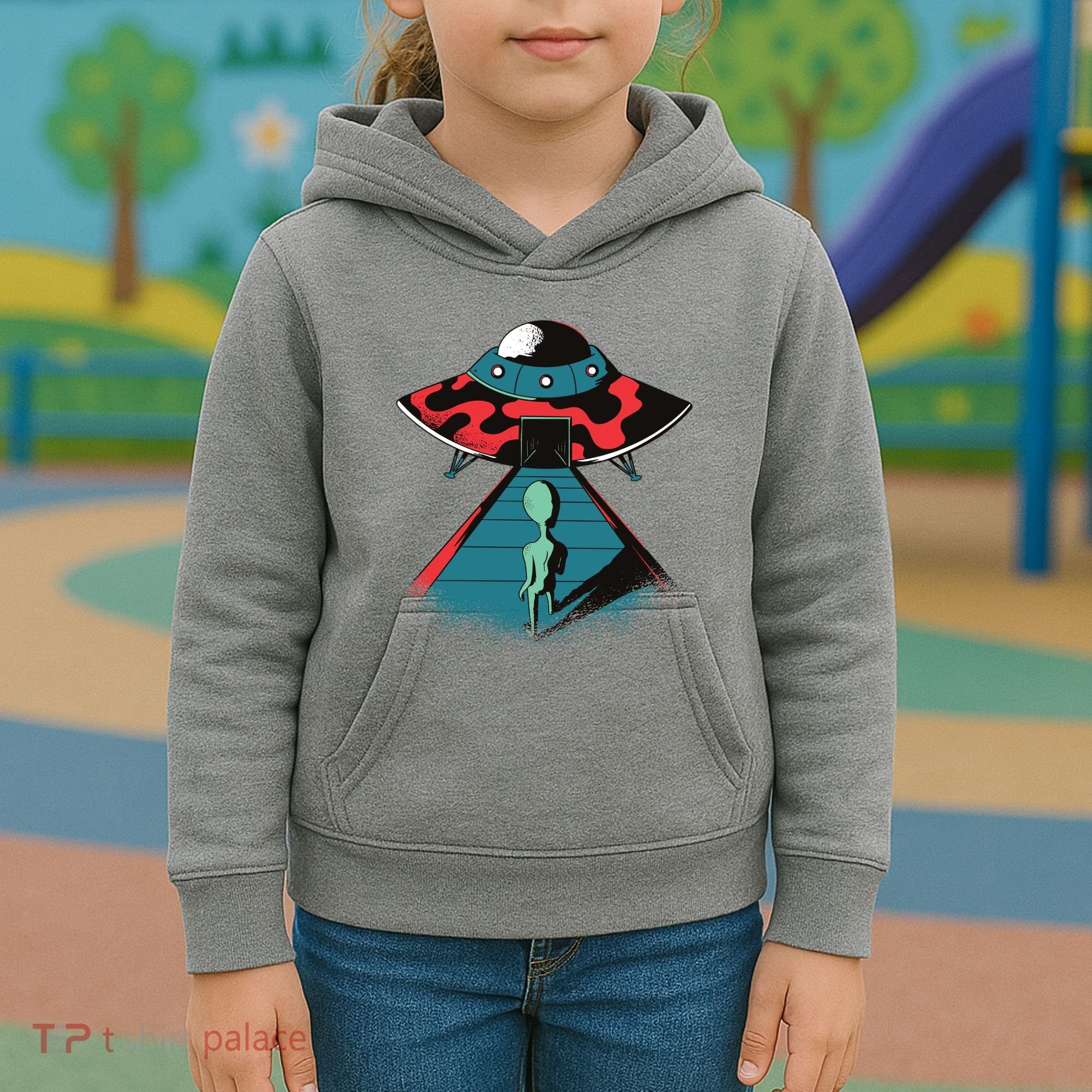 Alien Entering UFO Kids Hoodie