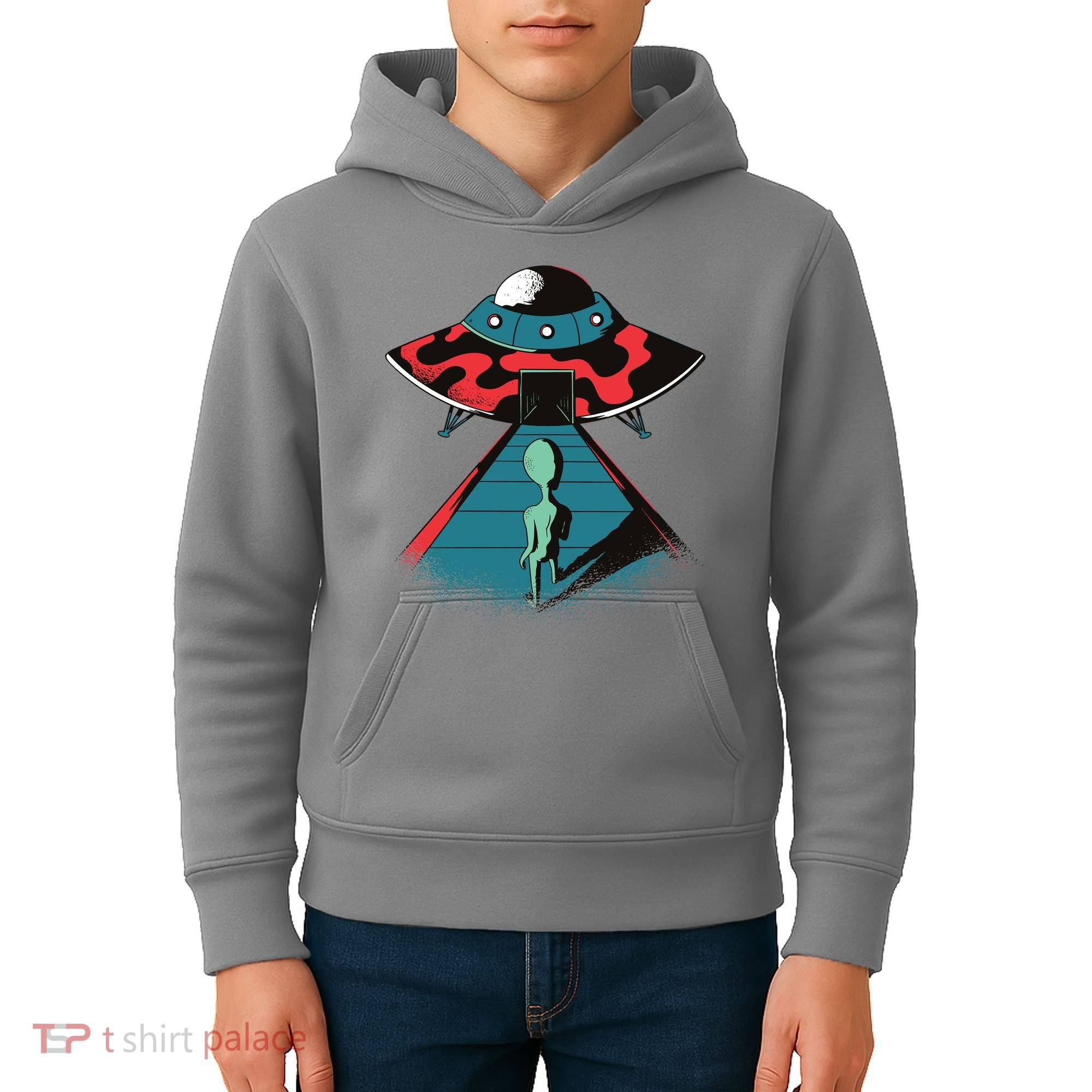 Alien Entering UFO Kids Hoodie