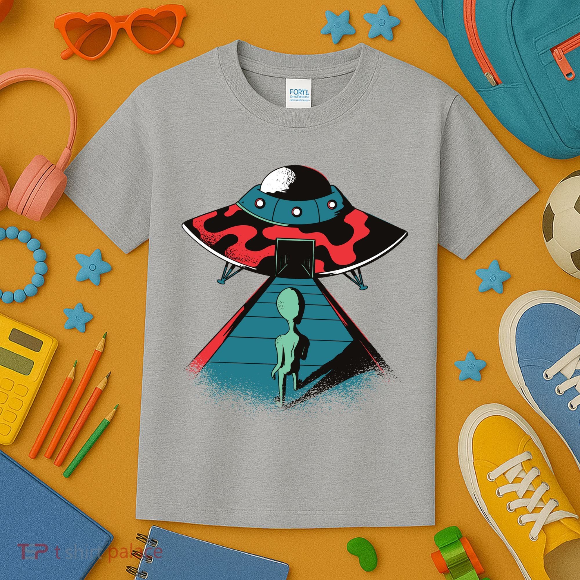 Alien Entering UFO Kids T-Shirt