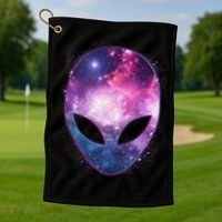 Alien Galaxy Face Golf Towel thumb 1
