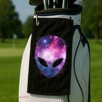 Alien Galaxy Face Golf Towel thumb 2