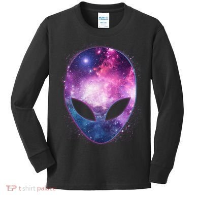 Alien Galaxy Face Kids Long Sleeve Shirt