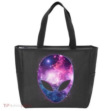 Alien Galaxy Face Tote Bag