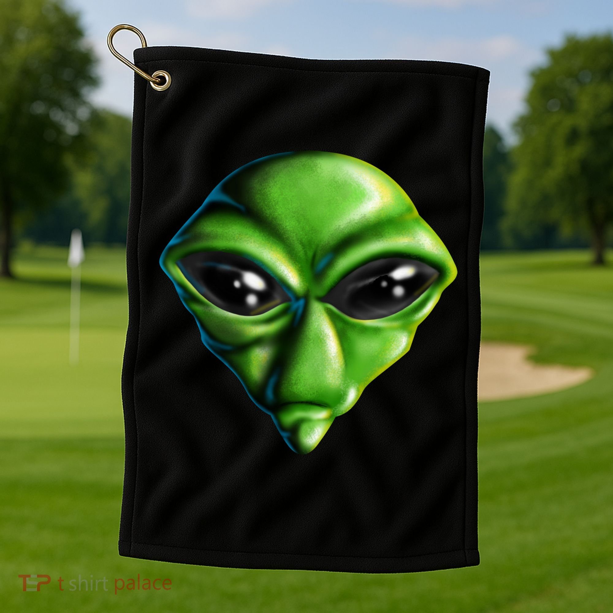 Alien Head Golf Towel