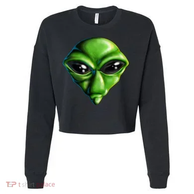 Alien Head Cropped Pullover Crew