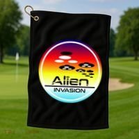 Alien Invasion Golf Towel thumb 1