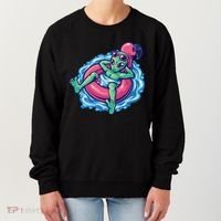 Alien On Flamingo Floaty Funny Women's Sweatshirt thumb 0