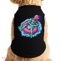 Alien On Flamingo Floaty Funny Doggie Tank thumb 0