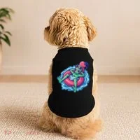 Alien On Flamingo Floaty Funny Doggie Tank thumb 2