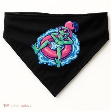 Alien On Flamingo Floaty Funny USA-Made Doggie Bandana