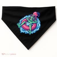 Alien On Flamingo Floaty Funny USA-Made Doggie Bandana thumb 0