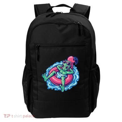 Alien On Flamingo Floaty Funny Backpack