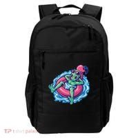 Alien On Flamingo Floaty Funny Backpack thumb 0