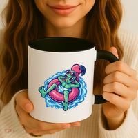 Alien On Flamingo Floaty Funny Coffee Mug thumb 3