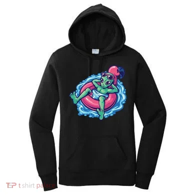 Alien On Flamingo Floaty Funny Women's Hoodie