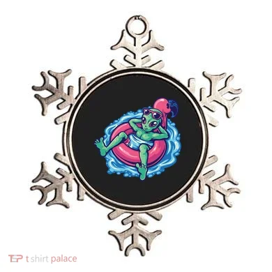 Alien On Flamingo Floaty Funny Ornament