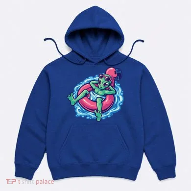 Alien On Flamingo Floaty Funny Hoodie