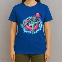 Alien On Flamingo Floaty Funny T-Shirt thumb 4