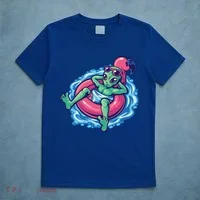 Alien On Flamingo Floaty Funny T-Shirt thumb 5