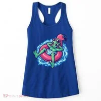 Alien On Flamingo Floaty Funny Women's Tank Top thumb 0