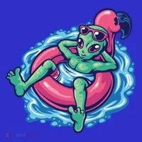 Alien On Flamingo Floaty Funny Women's Tank Top thumb 5
