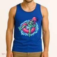 Alien On Flamingo Floaty Funny Tank Top thumb 3