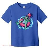 Alien On Flamingo Floaty Funny Toddler T-Shirt thumb 0
